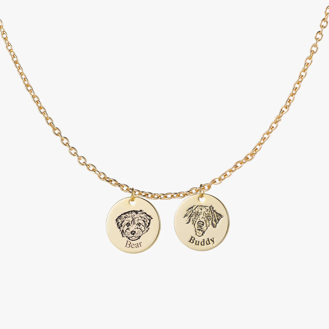 Collier personnalisé avec visage d'animal gravé