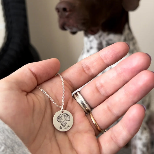 Custom Engraved Pet Face Necklace