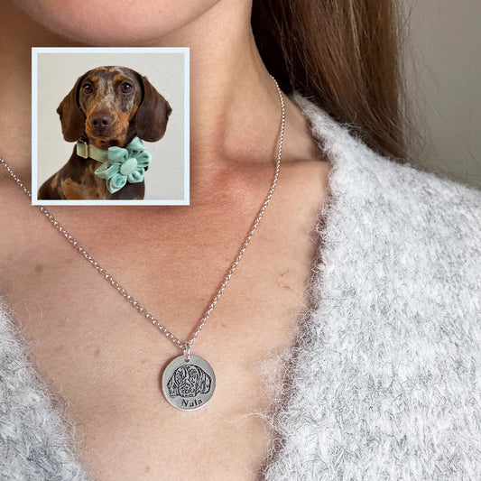 Custom Engraved Pet Face Necklace