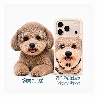 Custom dog phone case with soft 3D silicone pet nose