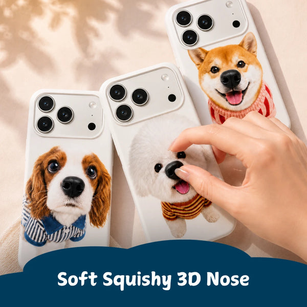 Personalized dog photo phone case with 3D nose