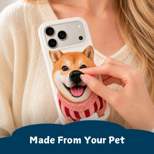 Close-up of raised 3D pet nose on custom phone case