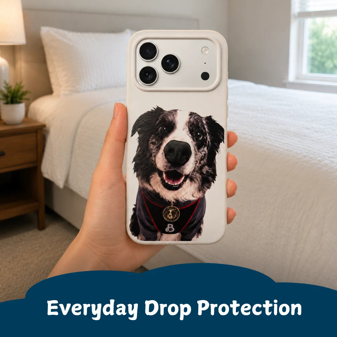 Custom dog portrait phone case with a 3D touchable silicone nose