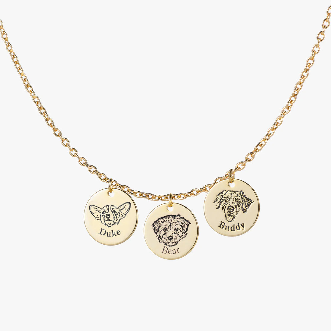 Collier personnalisé avec visage d'animal gravé