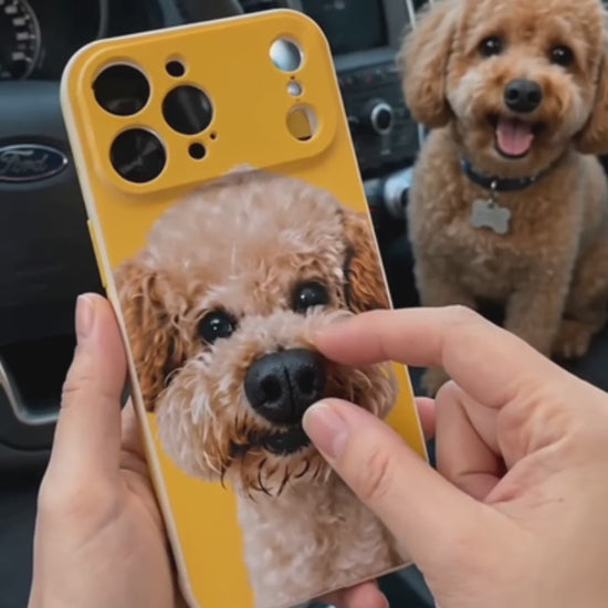 Custom pet portrait phone case with touchable silicone nose